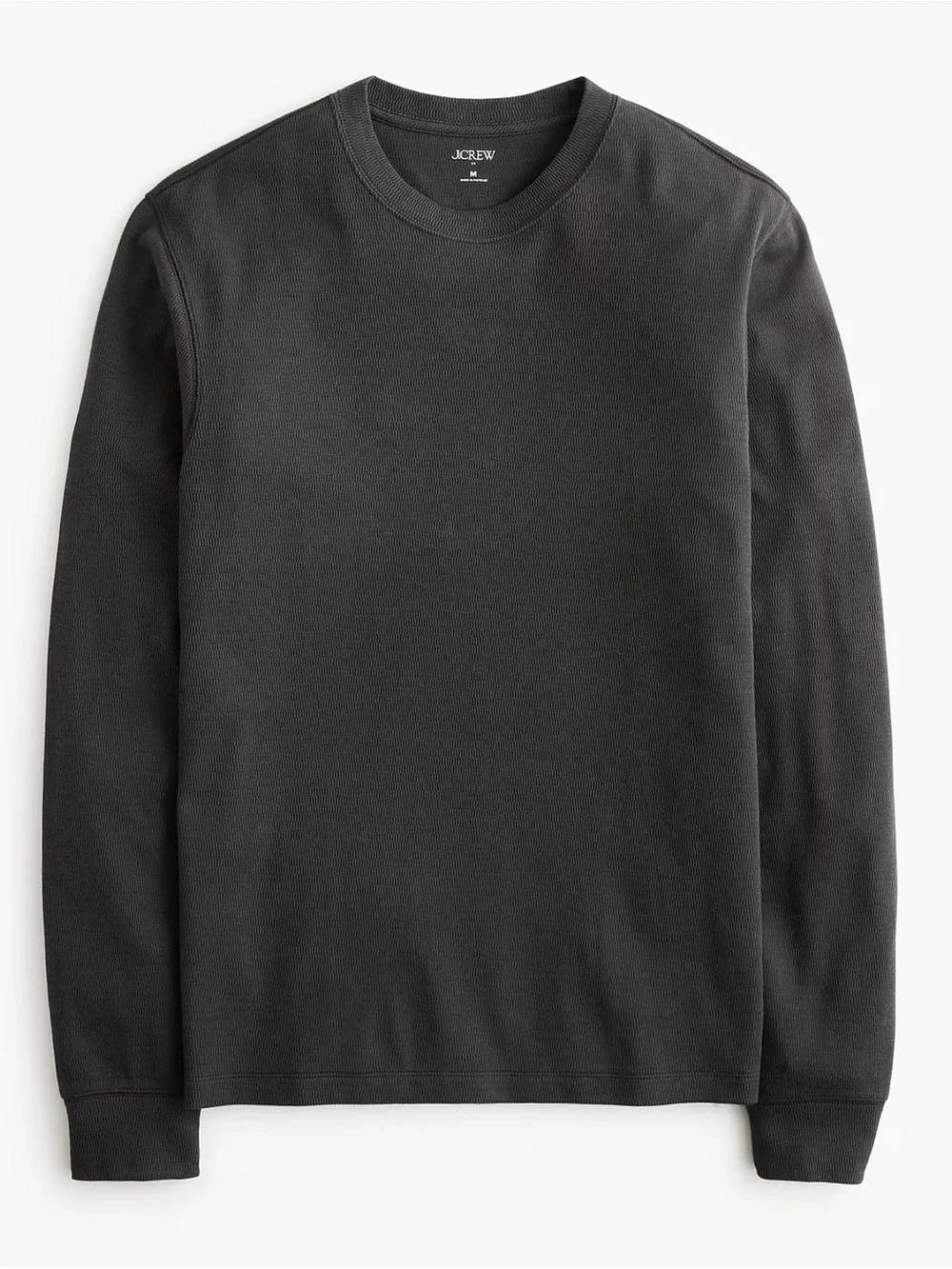 J.Crew Long-sleeve thermal crewneck tee Shirt T-shirt Faded Black Mens M NWT